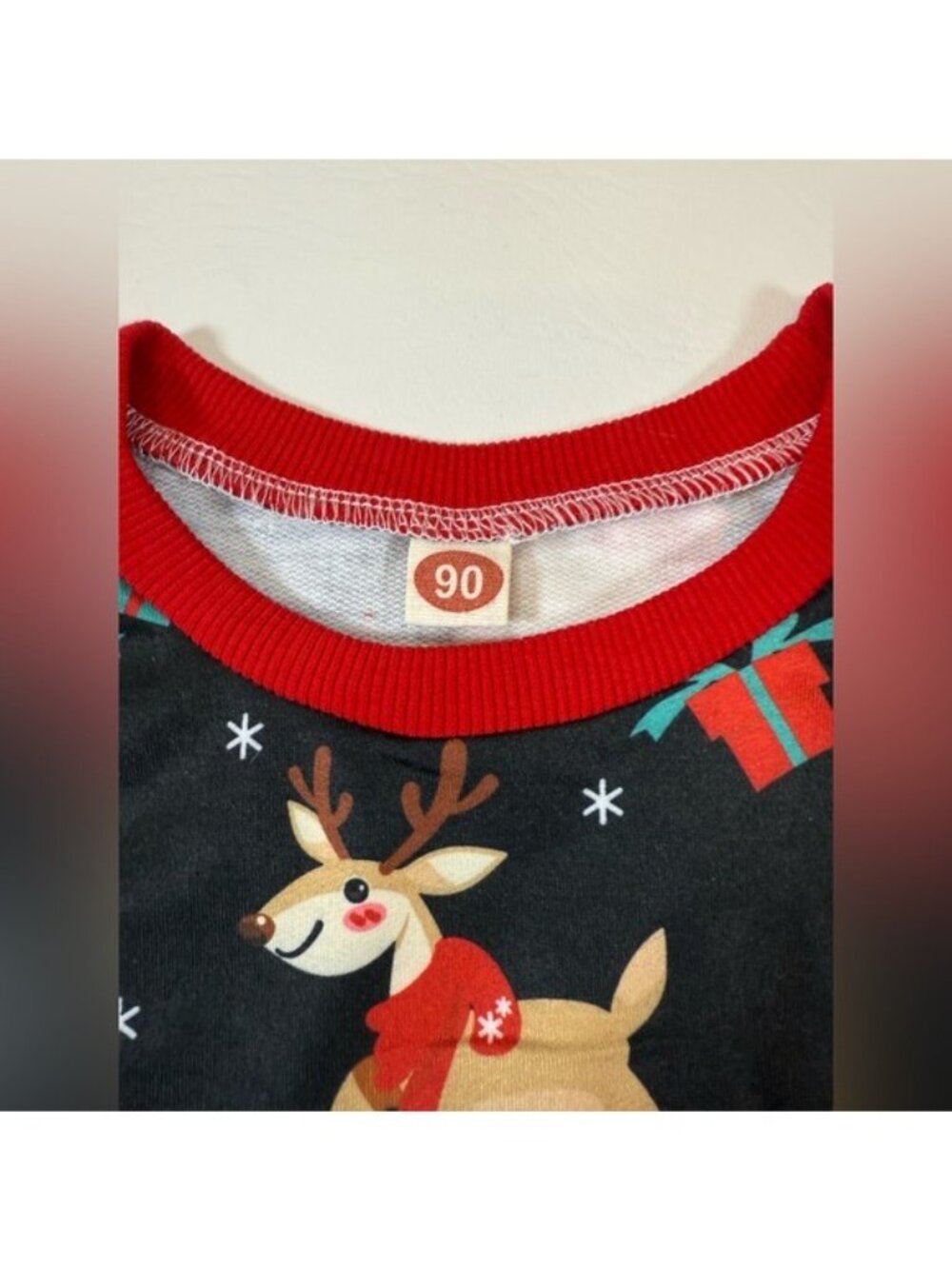 Baby Christmas Reindeer Long Sleeve Romper Bodysuit Black/Red (12-18 mon) (U963) - Picture 7 of 11